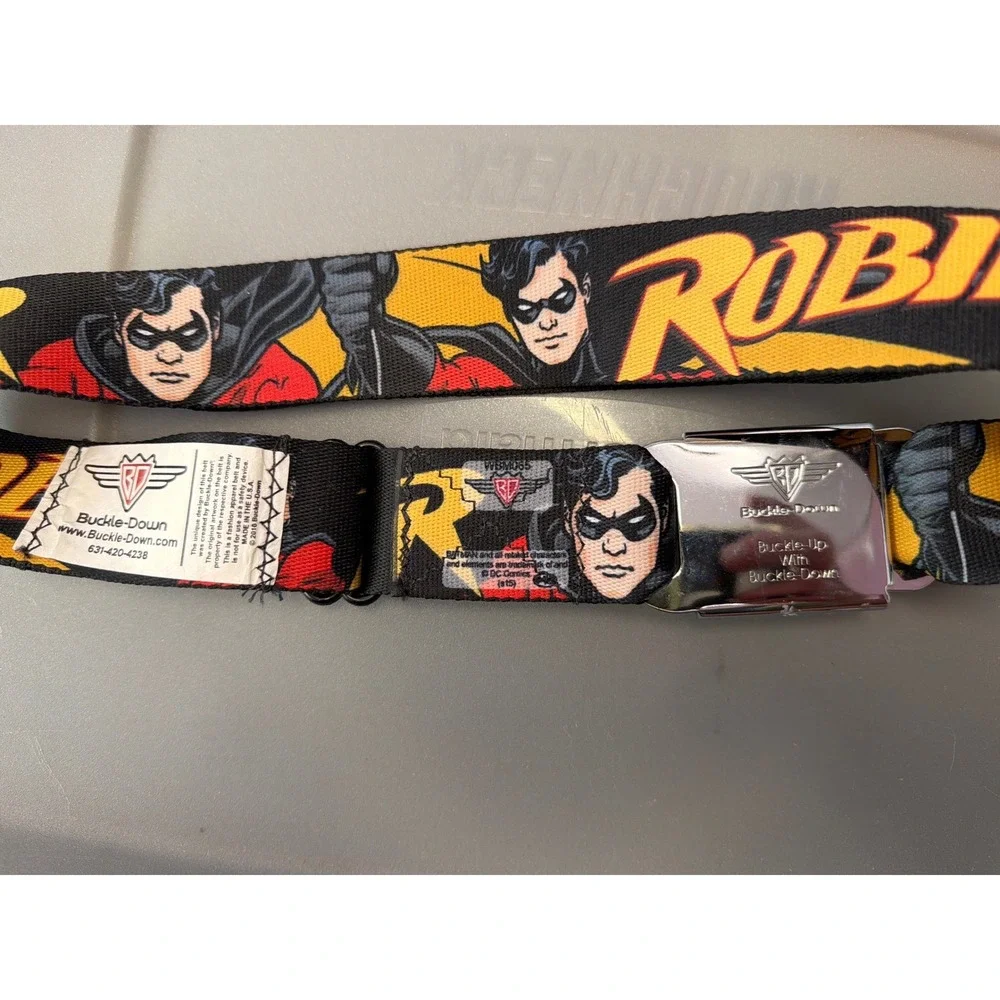 Buckle-Down Batman Seatbelt Belt DC Comics Graphic Print Black Yellow Adjustable